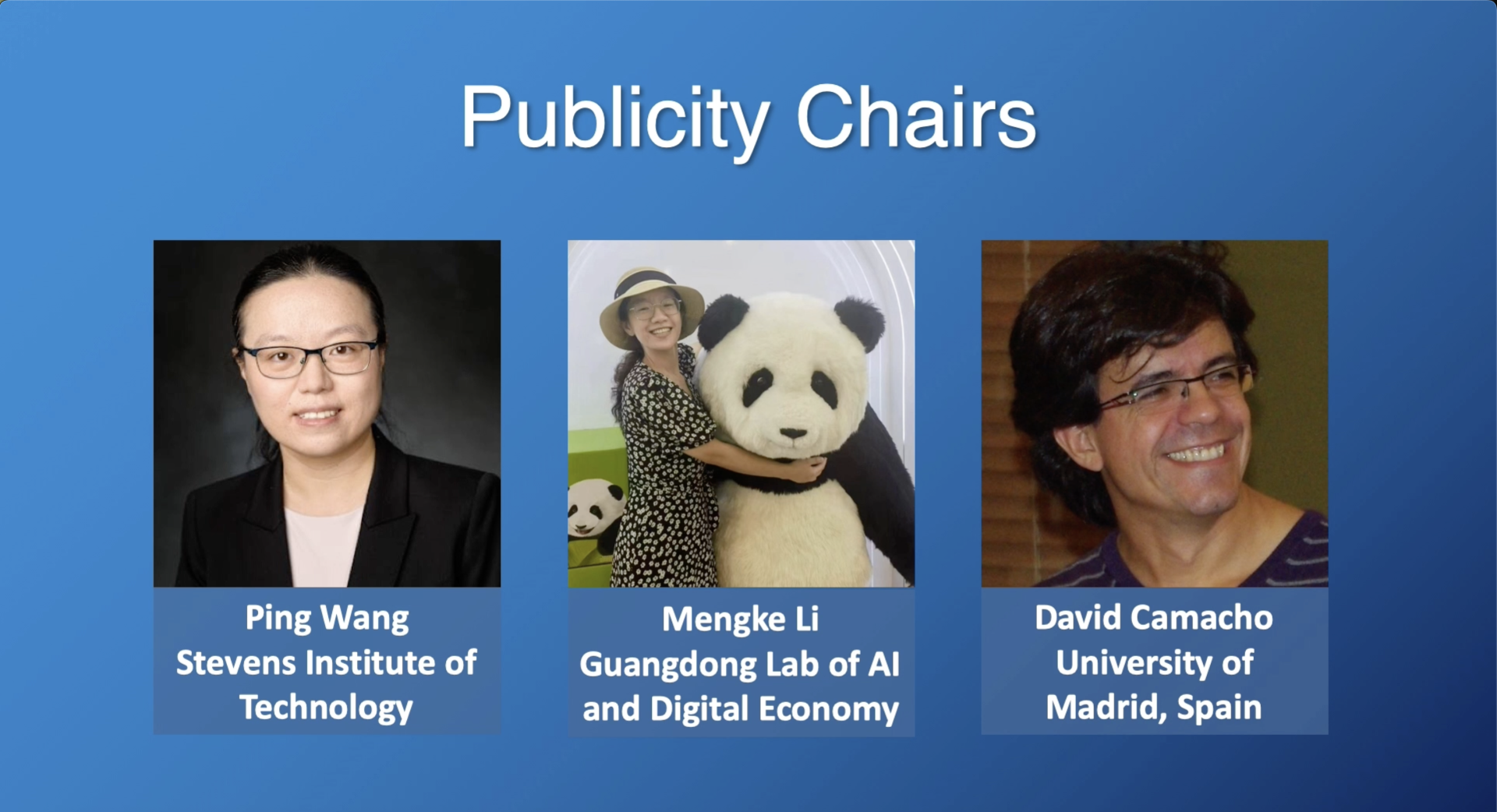 ICDM 2025 Publicity Chairs：Ping Wang, Mengke Li, David Camacho